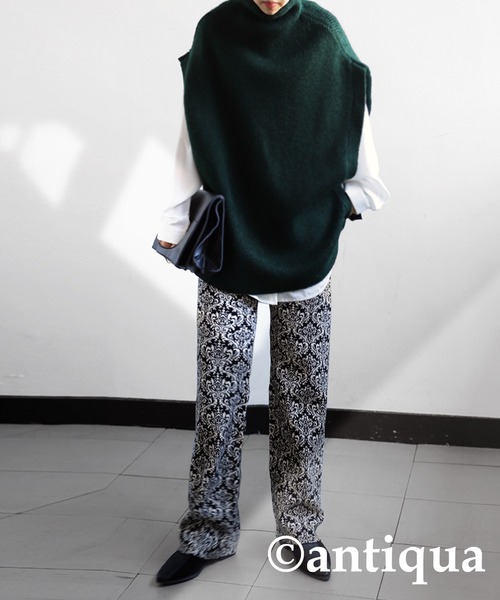 antiqua（アンティカ）の「サイドベルトニットベスト（ベスト・レディース・ブラック/ネイビー/ダークグリーン/グレー・FREE）」の19枚目の写真