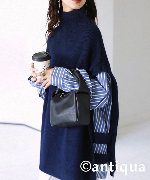 antiqua（アンティカ）の「サイドベルトニットベスト（ベスト・レディース・ブラック/ネイビー/ダークグリーン/グレー・FREE）」の22枚目の写真