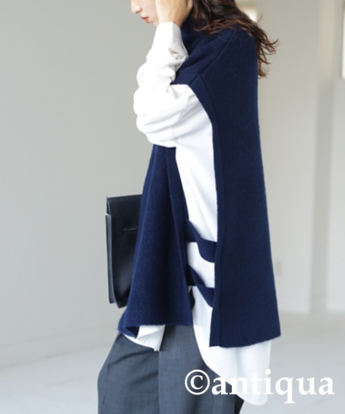 antiqua（アンティカ）の「サイドベルトニットベスト（ベスト・レディース・ブラック/ネイビー/ダークグリーン/グレー・FREE）」の21枚目の写真