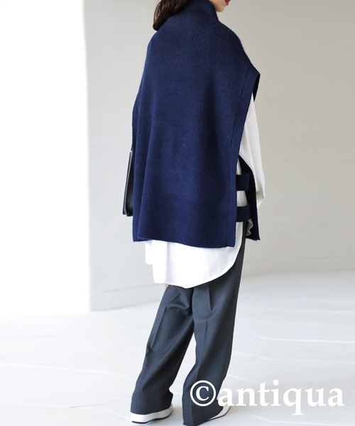 antiqua（アンティカ）の「サイドベルトニットベスト（ベスト・レディース・ブラック/ネイビー/ダークグリーン/グレー・FREE）」の13枚目の写真