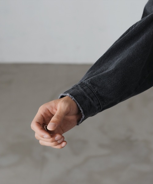 epnok（エプノック）の「クラッシュデニムショートブルゾン（デニムジャケット・メンズ・ブラック/グレー/サックスブルー/インディゴブルー・SMALL/MEDIUM/LARGE）」の22枚目の写真