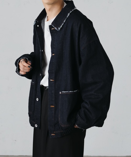 epnok（エプノック）の「クラッシュデニムショートブルゾン（デニムジャケット・メンズ・ブラック/グレー/サックスブルー/インディゴブルー・SMALL/MEDIUM/LARGE）」の19枚目の写真