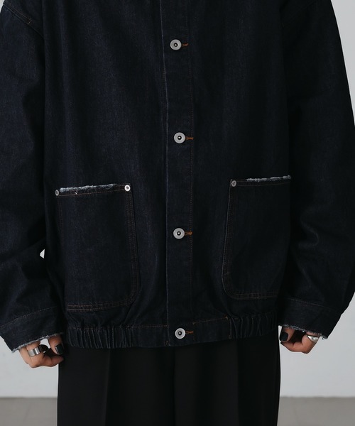 epnok（エプノック）の「クラッシュデニムショートブルゾン（デニムジャケット・メンズ・ブラック/グレー/サックスブルー/インディゴブルー・SMALL/MEDIUM/LARGE）」の6枚目の写真