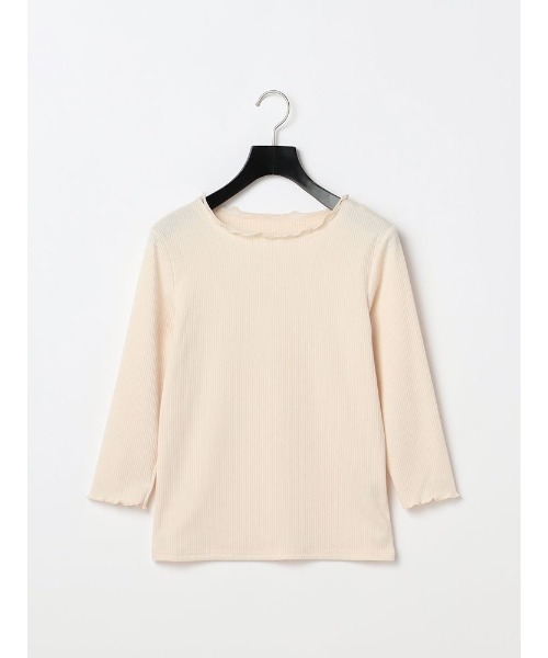 Perfect Suit FActory（パーフェクトスーツファクトリー）の「パワーネット付きテレコボートネック7分袖（ニット/セーター・レディース・サンドベージュ/ブルー/ホワイト・L/M/S）」の2枚目の写真