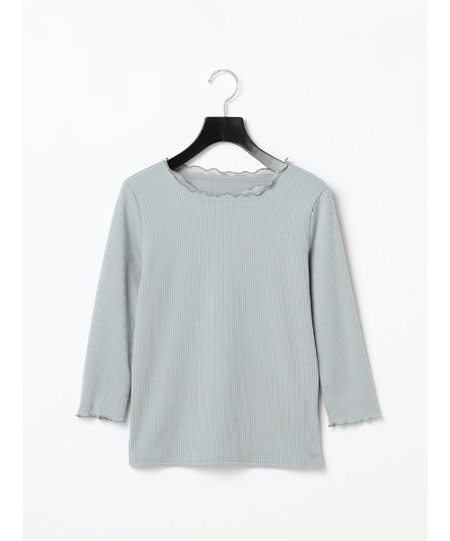 Perfect Suit FActory（パーフェクトスーツファクトリー）の「パワーネット付きテレコボートネック7分袖（ニット/セーター・レディース・サンドベージュ/ブルー/ホワイト・L/M/S）」の15枚目の写真