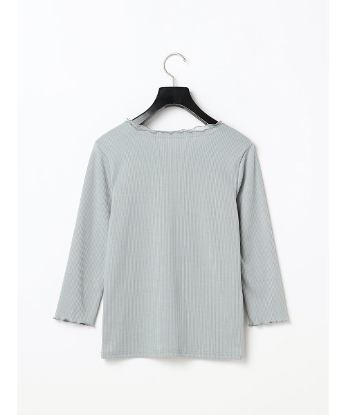 Perfect Suit FActory（パーフェクトスーツファクトリー）の「パワーネット付きテレコボートネック7分袖（ニット/セーター・レディース・サンドベージュ/ブルー/ホワイト・L/M/S）」の17枚目の写真