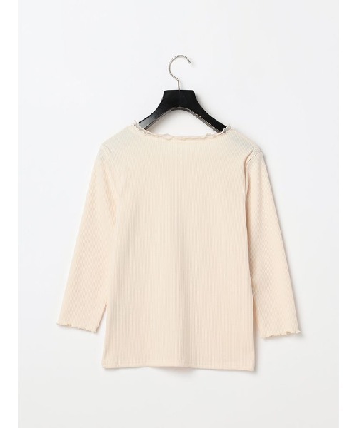 Perfect Suit FActory（パーフェクトスーツファクトリー）の「パワーネット付きテレコボートネック7分袖（ニット/セーター・レディース・サンドベージュ/ブルー/ホワイト・L/M/S）」の5枚目の写真