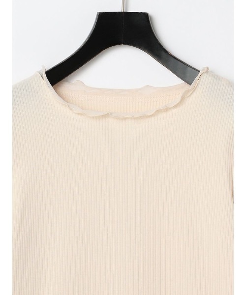 Perfect Suit FActory（パーフェクトスーツファクトリー）の「パワーネット付きテレコボートネック7分袖（ニット/セーター・レディース・サンドベージュ/ブルー/ホワイト・L/M/S）」の6枚目の写真