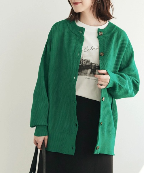 Green　Parks（グリーンパークス）の「かるい柄編みカーディガン（カーディガン/ボレロ・レディース・ブルー/ピンク/グリーン・FREE）」の2枚目の写真
