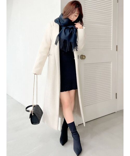 RESEXXY(リゼクシー)の「ノーカラーロングコート(ノーカラーコート・レディース・ブラック/ベージュ/アイボリー・FREE)」の11枚目の写真