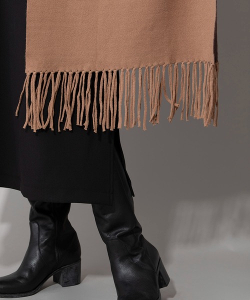 Munich(ミューニック)の「ダブルフェイスニットポンチョ(ストール/ショール・レディース・ブラック/グレー/ベージュ・FREE)」の17枚目の写真