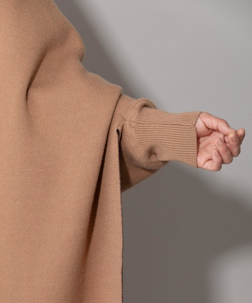 Munich(ミューニック)の「ダブルフェイスニットポンチョ(ストール/ショール・レディース・ブラック/グレー/ベージュ・FREE)」の14枚目の写真