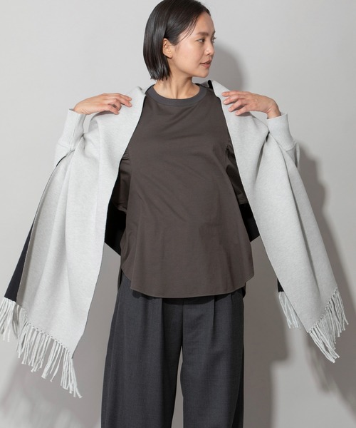 Munich(ミューニック)の「ダブルフェイスニットポンチョ(ストール/ショール・レディース・ブラック/グレー/ベージュ・FREE)」の21枚目の写真