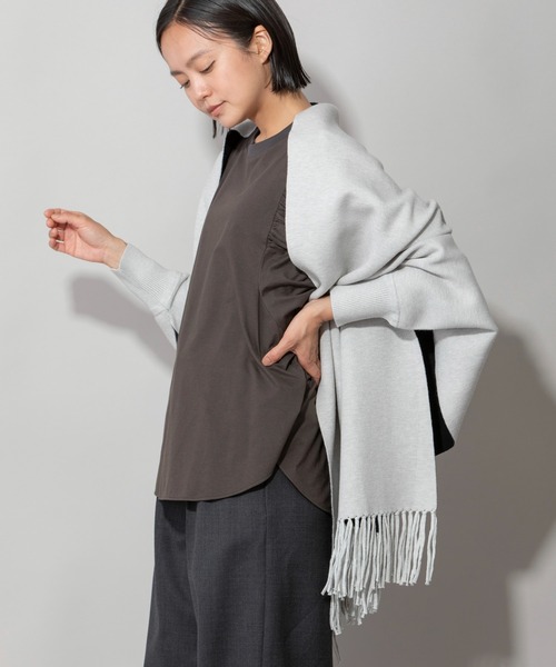 Munich(ミューニック)の「ダブルフェイスニットポンチョ(ストール/ショール・レディース・ブラック/グレー/ベージュ・FREE)」の22枚目の写真