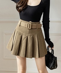 Jewelobe（ジュエローブ）の「コーデュロイベルト付きプリーツスカート（スカート）」