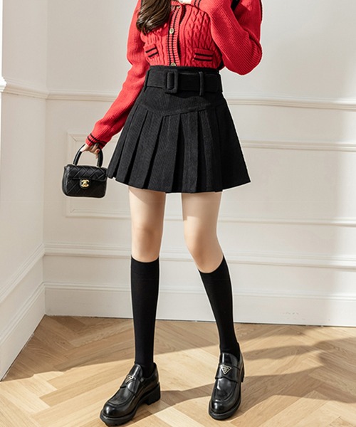 Jewelobe（ジュエローブ）の「コーデュロイベルト付きプリーツスカート（スカート・レディース・ブラック/ベージュ/ブラウン・S/M）」の16枚目の写真