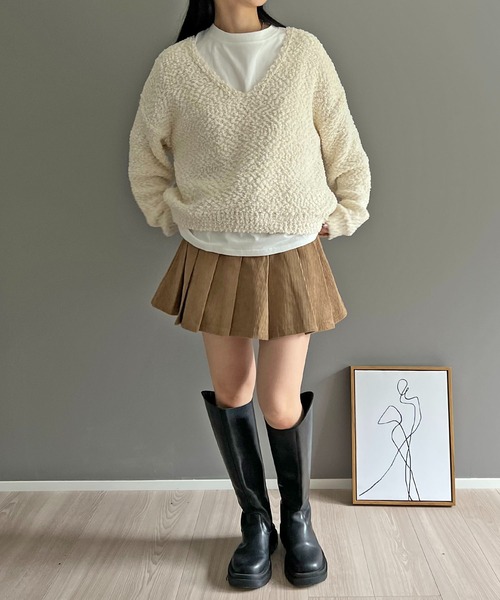 Jewelobe（ジュエローブ）の「コーデュロイベルト付きプリーツスカート（スカート・レディース・ブラック/ベージュ/ブラウン・S/M）」の8枚目の写真