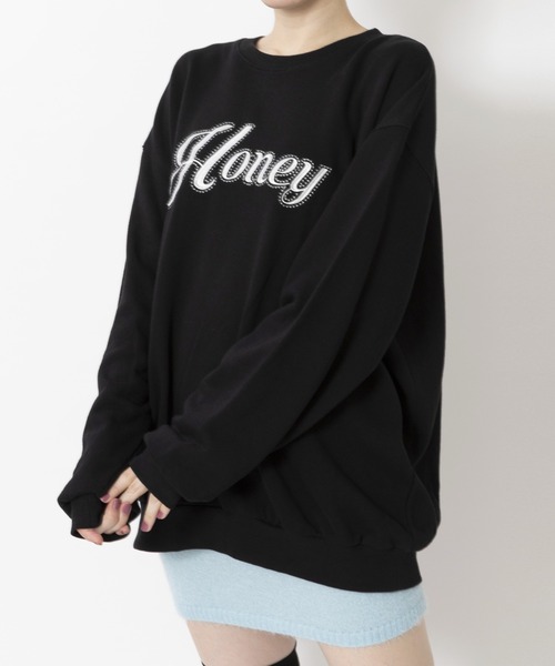 ARCHIVER（アーカイバ）の「【Bz】Honey刺繍裏毛ユニセックスBIGプルオーバー(RZ)（スウェット・レディース・ブラウン/ピンク/ブラック/グレー/オフホワイト・FREE）」の12枚目の写真