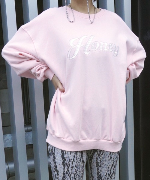 ARCHIVER（アーカイバ）の「【Bz】Honey刺繍裏毛ユニセックスBIGプルオーバー(RZ)（スウェット・レディース・ブラウン/ピンク/ブラック/グレー/オフホワイト・FREE）」の20枚目の写真