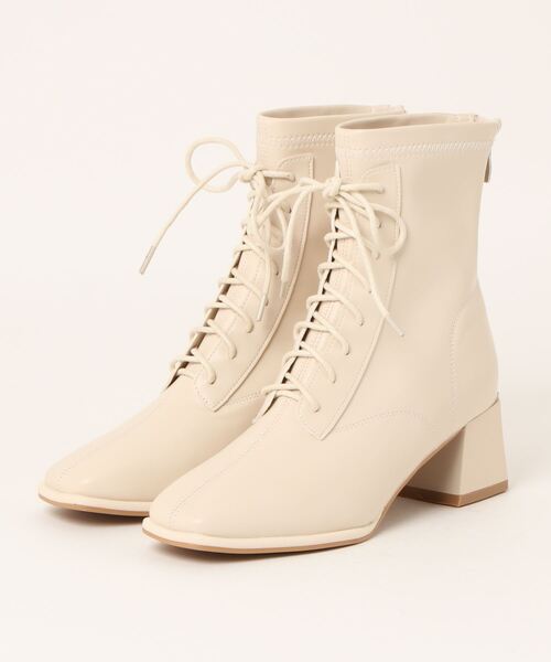 aimoha(アイモハ)の「ローヒール ショートブーツ(ブーツ・レディース・ベージュ/ブラック/オフホワイト・22.0cm/22.5cm/23.0cm/23.5cm/24.0cm/24.5cm)」の6枚目の写真