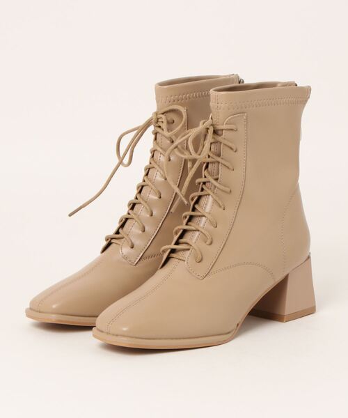 aimoha(アイモハ)の「ローヒール ショートブーツ(ブーツ・レディース・ベージュ/ブラック/オフホワイト・22.0cm/22.5cm/23.0cm/23.5cm/24.0cm/24.5cm)」の8枚目の写真