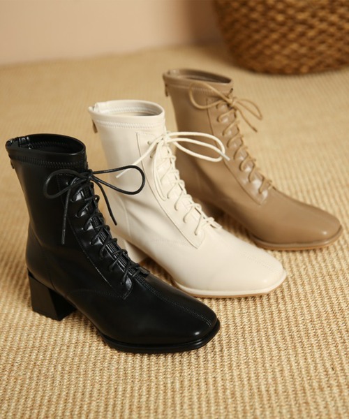 aimoha(アイモハ)の「ローヒール ショートブーツ(ブーツ・レディース・ベージュ/ブラック/オフホワイト・22.0cm/22.5cm/23.0cm/23.5cm/24.0cm/24.5cm)」の20枚目の写真