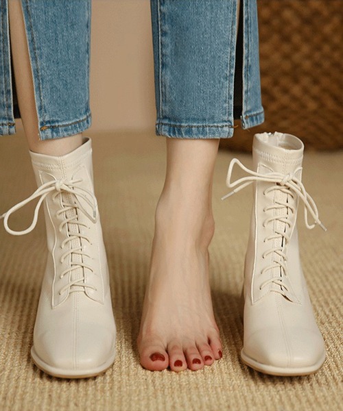 aimoha(アイモハ)の「ローヒール ショートブーツ(ブーツ・レディース・ベージュ/ブラック/オフホワイト・22.0cm/22.5cm/23.0cm/23.5cm/24.0cm/24.5cm)」の22枚目の写真