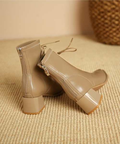 aimoha(アイモハ)の「ローヒール ショートブーツ(ブーツ・レディース・ベージュ/ブラック/オフホワイト・22.0cm/22.5cm/23.0cm/23.5cm/24.0cm/24.5cm)」の14枚目の写真