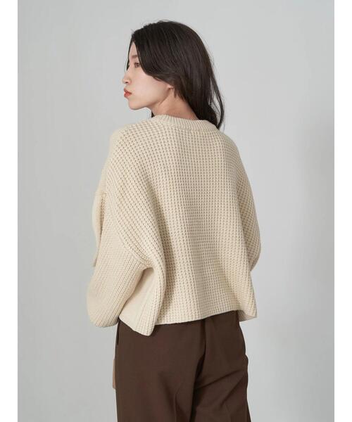 earth music&ecology（アースミュージックアンドエコロジー）の「ミドルゲージクルーニット（ニット/セーター・レディース・ブラック/ピンク/グリーン/アイボリー/ライトベージュ・FREE）」の9枚目の写真