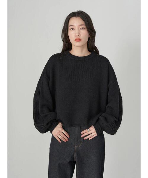 earth music&ecology（アースミュージックアンドエコロジー）の「ミドルゲージクルーニット（ニット/セーター・レディース・ブラック/ピンク/グリーン/アイボリー/ライトベージュ・FREE）」の14枚目の写真