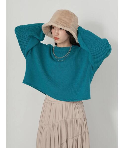 earth music&ecology（アースミュージックアンドエコロジー）の「ミドルゲージクルーニット（ニット/セーター・レディース・ブラック/ピンク/グリーン/アイボリー/ライトベージュ・FREE）」の18枚目の写真