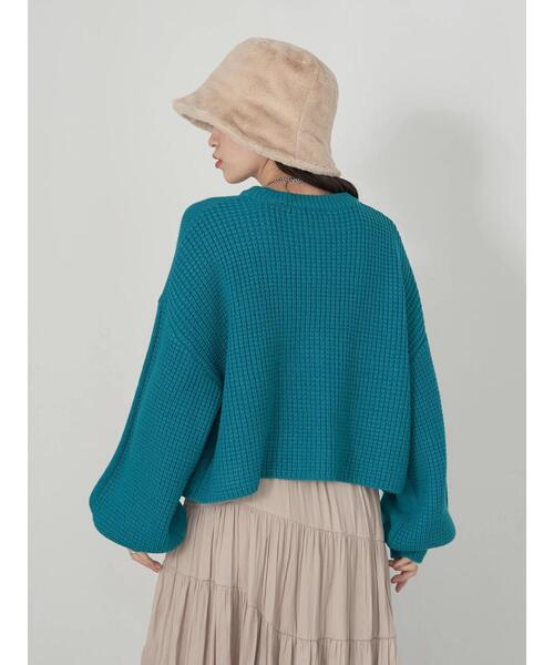 earth music&ecology（アースミュージックアンドエコロジー）の「ミドルゲージクルーニット（ニット/セーター・レディース・ブラック/ピンク/グリーン/アイボリー/ライトベージュ・FREE）」の20枚目の写真