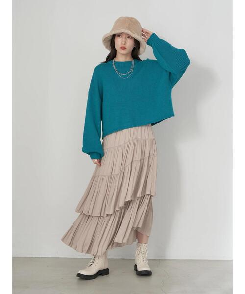 earth music&ecology（アースミュージックアンドエコロジー）の「ミドルゲージクルーニット（ニット/セーター・レディース・ブラック/ピンク/グリーン/アイボリー/ライトベージュ・FREE）」の21枚目の写真