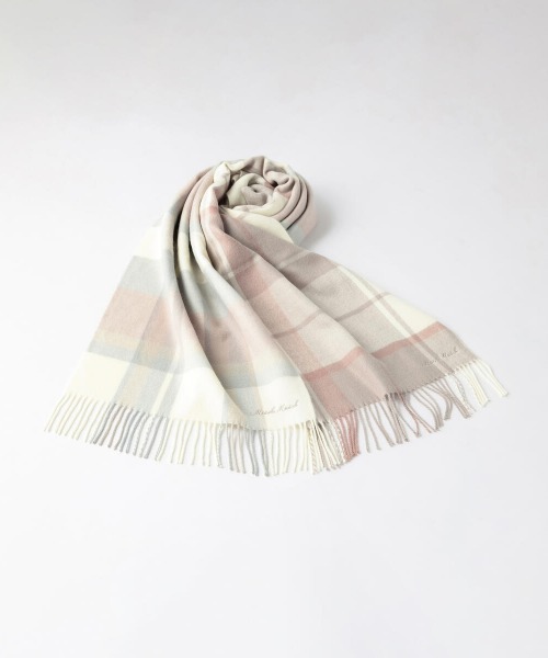 MISCH MASCH（ミッシュマッシュ）の「チェックマフラー（マフラー・レディース・ベビーピンク/グレイッシュベージュ/ライトブルー/ライトグレー・FREE）」の7枚目の写真