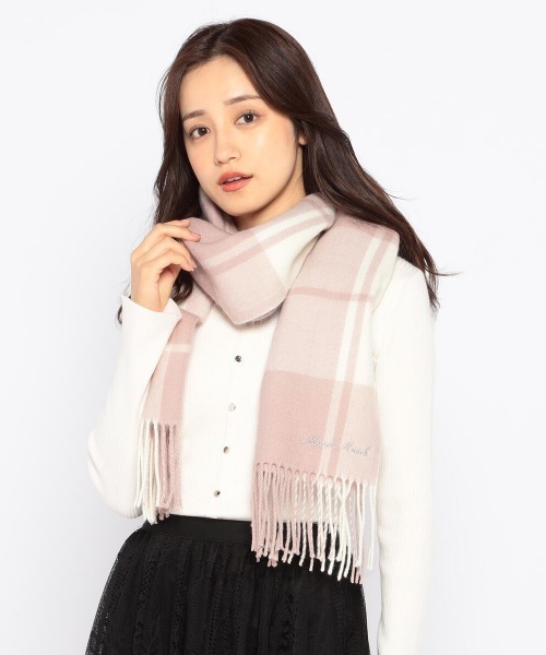 MISCH MASCH（ミッシュマッシュ）の「チェックマフラー（マフラー・レディース・ベビーピンク/グレイッシュベージュ/ライトブルー/ライトグレー・FREE）」の12枚目の写真