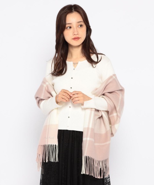 MISCH MASCH（ミッシュマッシュ）の「チェックマフラー（マフラー・レディース・ベビーピンク/グレイッシュベージュ/ライトブルー/ライトグレー・FREE）」の14枚目の写真