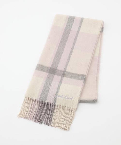 MISCH MASCH（ミッシュマッシュ）の「チェックマフラー（マフラー・レディース・ベビーピンク/グレイッシュベージュ/ライトブルー/ライトグレー・FREE）」の6枚目の写真