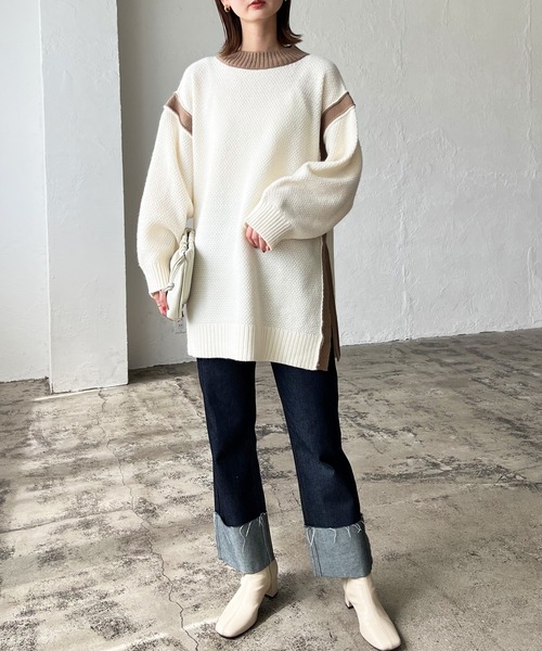 LIAN（リアン）の「バイカラーニットプルオーバー（ニット/セーター