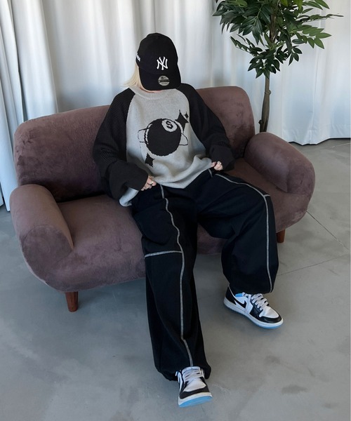 sedacle(セダクル)の「ラグランワッフルニット(ニット/セーター・メンズ・ブラック/ブラウン・MEDIUM/LARGE)」の3枚目の写真