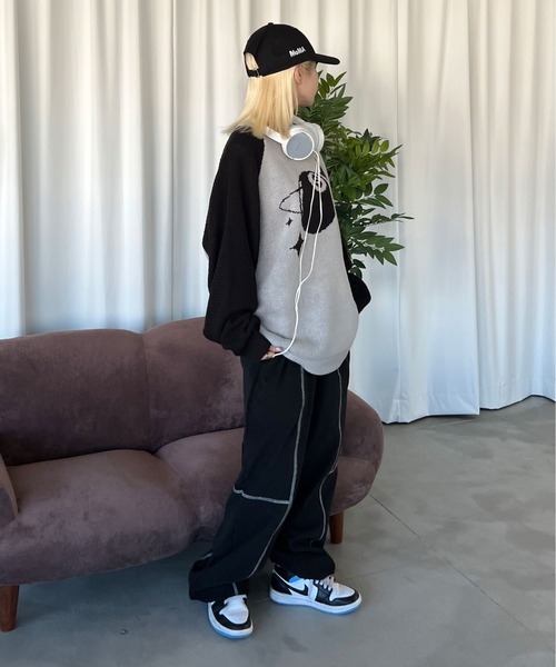 sedacle(セダクル)の「ラグランワッフルニット(ニット/セーター・メンズ・ブラック/ブラウン・MEDIUM/LARGE)」の9枚目の写真
