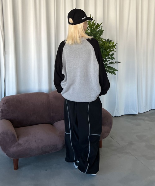 sedacle(セダクル)の「ラグランワッフルニット(ニット/セーター・メンズ・ブラック/ブラウン・MEDIUM/LARGE)」の13枚目の写真
