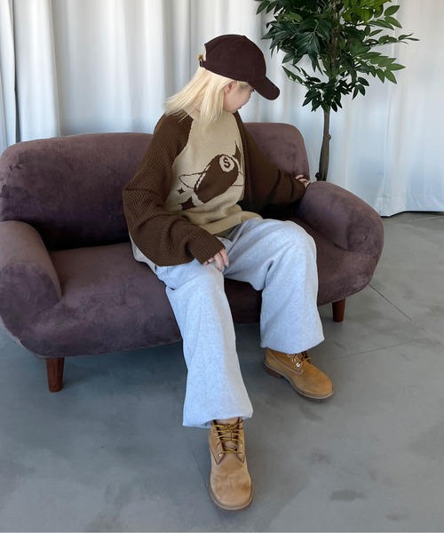 sedacle(セダクル)の「ラグランワッフルニット(ニット/セーター・メンズ・ブラック/ブラウン・MEDIUM/LARGE)」の5枚目の写真