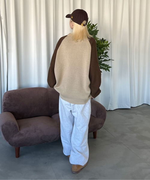 sedacle(セダクル)の「ラグランワッフルニット(ニット/セーター・メンズ・ブラック/ブラウン・MEDIUM/LARGE)」の16枚目の写真