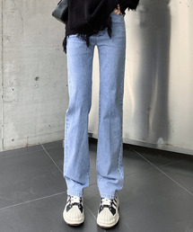 DAY CLOSET | レディース バックゴム入りハイウエストストレートデニムパンツ(デニムパンツ)