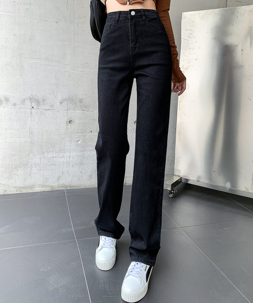 DAY CLOSET(デイ クローゼット)の「レディース バックゴム入りハイウエストストレートデニムパンツ(デニムパンツ・レディース・ライトブルー/ブラック/グレー・XS/S/M/L/XL/2XL)」の15枚目の写真