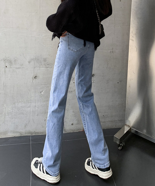 DAY CLOSET(デイ クローゼット)の「レディース バックゴム入りハイウエストストレートデニムパンツ(デニムパンツ・レディース・ライトブルー/ブラック/グレー・XS/S/M/L/XL/2XL)」の19枚目の写真