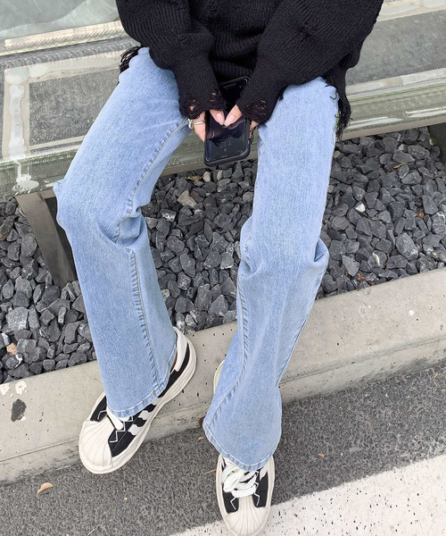 DAY CLOSET(デイ クローゼット)の「レディース バックゴム入りハイウエストストレートデニムパンツ(デニムパンツ・レディース・ライトブルー/ブラック/グレー・XS/S/M/L/XL/2XL)」の10枚目の写真
