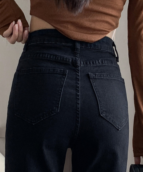 DAY CLOSET(デイ クローゼット)の「レディース バックゴム入りハイウエストストレートデニムパンツ(デニムパンツ・レディース・ライトブルー/ブラック/グレー・XS/S/M/L/XL/2XL)」の8枚目の写真