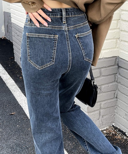 DAY CLOSET(デイ クローゼット)の「レディース バックゴム入りハイウエストストレートデニムパンツ(デニムパンツ・レディース・ライトブルー/ブラック/グレー・XS/S/M/L/XL/2XL)」の17枚目の写真