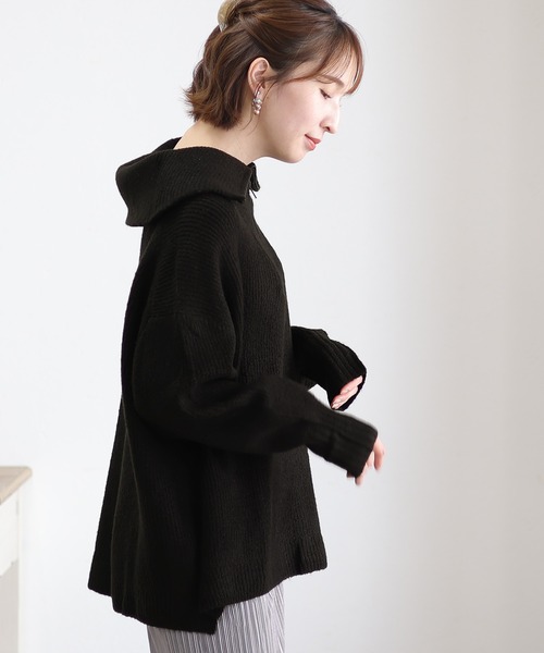 ElegChic（エレグシック）の「ハーフジップアップセーター（ニット/セーター・レディース・ブラック/バーガンディー/グレー・4L/M/XL）」の15枚目の写真